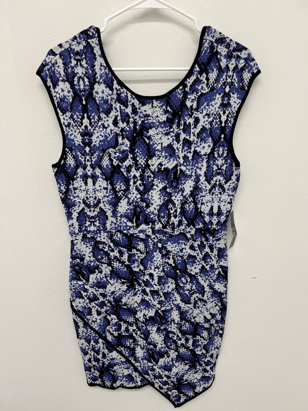 New New York & Company Women Blue Snake Print Sleeveless Sweater Dress Sz M